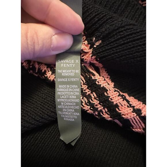 Savage X Fenty Crochet Knit Midi Dress Size XL Bodycon Boho Chic Y2K Tropical - Picture 4 of 9